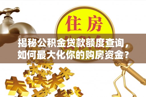 青阳揭秘公积金贷款额度查询，如何最大化你的购房资金？