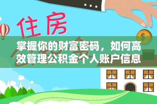 青阳掌握你的财富密码，如何高效管理公积金个人账户信息