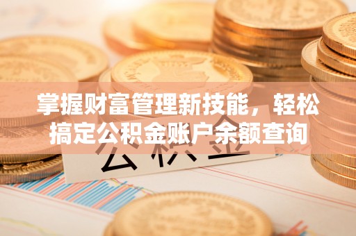 青阳掌握财富管理新技能，轻松搞定公积金账户余额查询