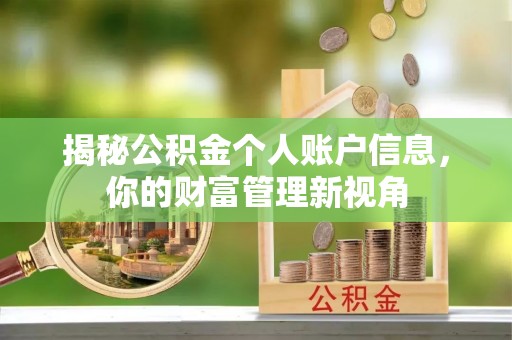 青阳揭秘公积金个人账户信息，你的财富管理新视角