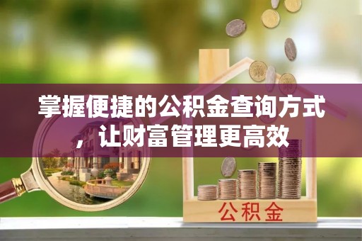 青阳掌握便捷的公积金查询方式，让财富管理更高效